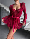 Set with Bodysuit, Robe & Stockings