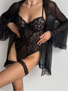 Set with Bodysuit, Robe & Stockings